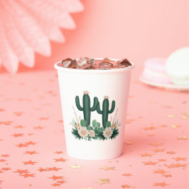 Elegante floral Boho Moderne Cactus Baby Shower Pappbecher
