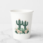 Elegante floral Boho Moderne Cactus Baby Shower Pappbecher (Rückseite)