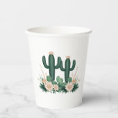 Elegante floral Boho Moderne Cactus Baby Shower Pappbecher (Vorderseite)