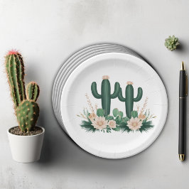 Elegante floral Boho Moderne Cactus Baby Shower Pappteller