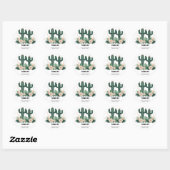 Elegante floral Boho Moderne Cactus Baby Shower Runder Aufkleber (Blatt)