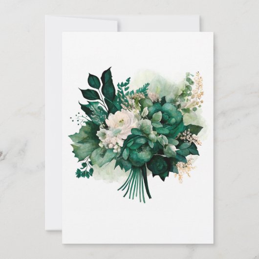 Elegante floral Boho Moderne Smaragdgrüne Hochzeit Einladung (Rückseite)