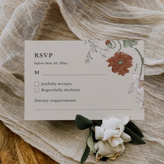 Elegante Floral Boho RSVP-Karte RSVP Karte