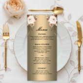 Elegante Floral Boho Wildblumen Gold Wedding Menükarte