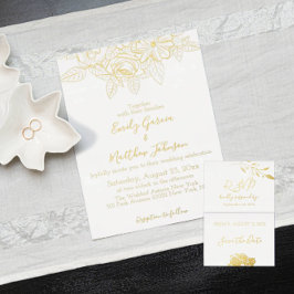 Elegante Floral Botaniqe Gold Foil Wedding Folieneinladung