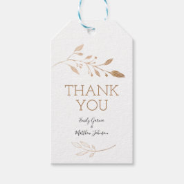 Elegante Floral Botaniqe Gold Foil Wedding Geschenkanhänger