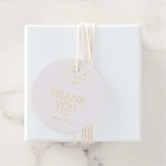 Elegante Floral Botaniqe Gold Foil Wedding Gift Ta Geschenkanhänger (Mit Box)