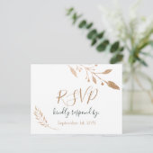 Elegante Floral Botaniqe Gold Foil Wedding Postkarte (Stehend Vorderseite)