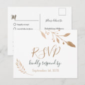Elegante Floral Botaniqe Gold Foil Wedding Postkarte (Vorne/Hinten)