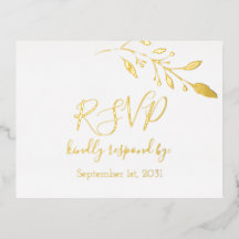 Elegante Floral Botaniqe Gold Foil Wedding RSVP