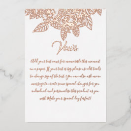Elegante Floral Botaniqe Gold Foil Wedding Vows Folieneinladung