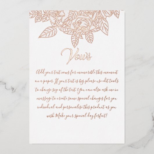 Elegante Floral Botaniqe Gold Foil Wedding Vows Folieneinladung (Vorderseite)