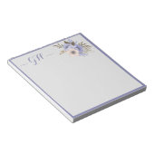Elegante Floral Bouquet Gray Blue Pink Initials Notizblock (angewinkelt)