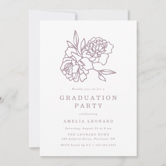 Elegante Floral Bouquet Lila Graduation Party Einladung (Vorderseite)