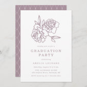 Elegante Floral Bouquet Lila Graduation Party Einladung (Vorne/Hinten)