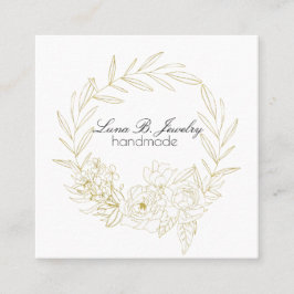 Elegante Floral Bouquet Rundrahmen Quadratische Visitenkarte