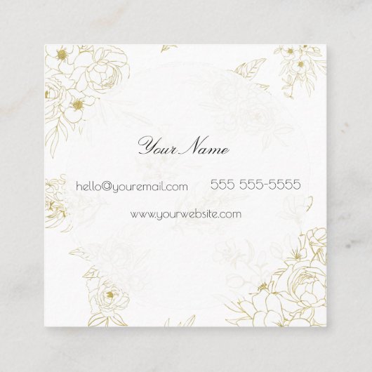 Elegante Floral Bouquet Rundrahmen Quadratische Visitenkarte (Rückseite)