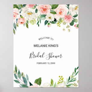 Elegante Floral-Braut-Party-Willkommensgruß mit Gr Poster