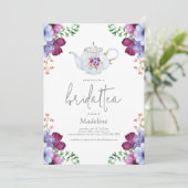 Elegante Floral Bridal Tea Bridal Dusche Einladung (Stehend Vorderseite)