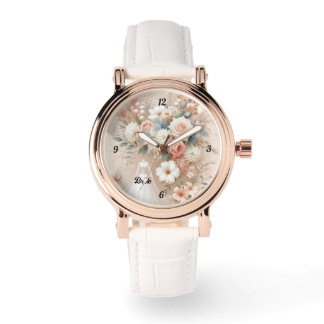 Elegante Floral Bride Watch mit Rose Gold Accents Armbanduhr