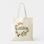 Elegante Floral Bridesmaid Tote Bag Tragetasche (Rückseite)