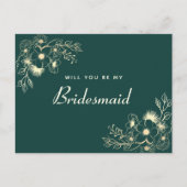 Elegante Floral Bridesmaid Vorschlagskarte Einladungspostkarte (Vorderseite)