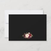 Elegante floral Burgundy Black Gold Wedding RSVP Karte (Rückseite)