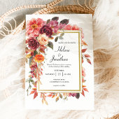 Elegante Floral Burgundy Burnt Orange Hochzeit im Einladung