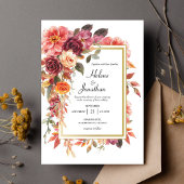 Elegante Floral Burgundy Burnt Orange Hochzeit im Einladung