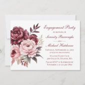 Elegante floral Burgundy Peony Wedding Verlobung Einladung (Vorderseite)