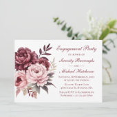 Elegante floral Burgundy Peony Wedding Verlobung Einladung (Stehend Vorderseite)