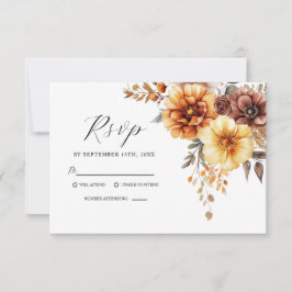 Elegante Floral Burnt Orange Terracotta Hochzeit RSVP Karte