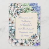 Elegante Floral & Butterflies Geburtstag Einladung (Vorne/Hinten)