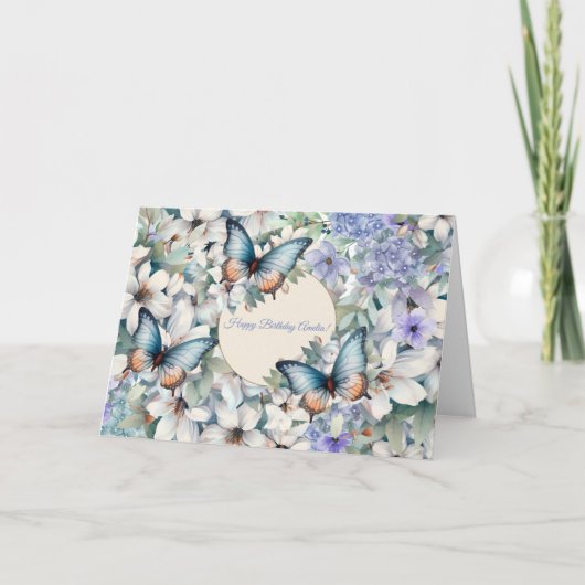 Elegante Floral & Butterflies Geburtstagskarte Feiertagskarte (Vorderseite)