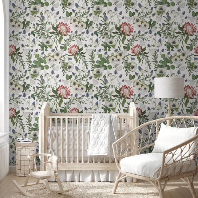 Elegante Floral Butterflies Tapete (Elegant Floral Butterflies Pattern Wallpaper from Studio Posies.)