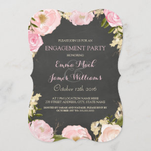 Elegante floral Chalkboard Engagement Party einlad Einladung