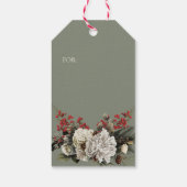 Elegante floral Custom Family Name Weihnachten Geschenkanhänger (Rückseite)
