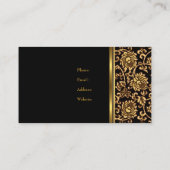 Elegante Floral Damask Gold Schwarze Bronze Visitenkarte (Rückseite)