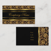 Elegante Floral Damask Gold Schwarze Bronze Visitenkarte (Vorne/Hinten)