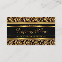 Elegante Floral Damask Gold Schwarze Bronze Visitenkarte