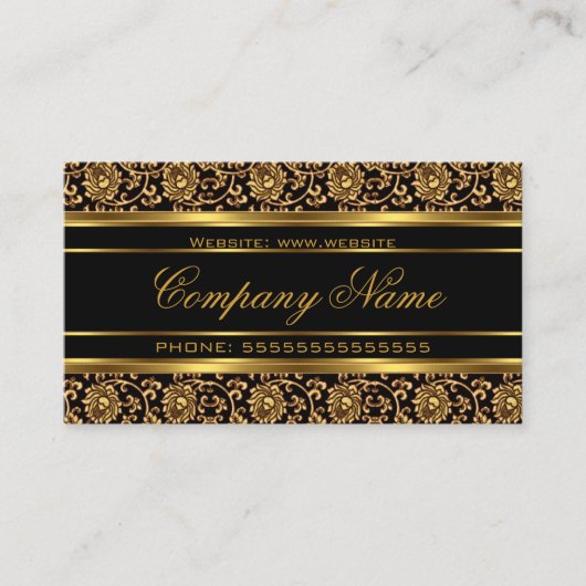Elegante Floral Damask Gold Schwarze Bronze Visitenkarte (Vorderseite)