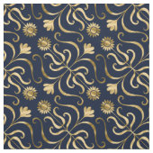 Elegante Floral Damask Navy Blue & Gold Sonnenblum Stoff (Muster)