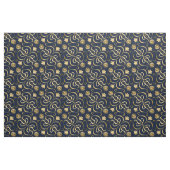 Elegante Floral Damask Navy Blue & Gold Sonnenblum Stoff (Fat Quarter (45,7 x 55,9 cm))