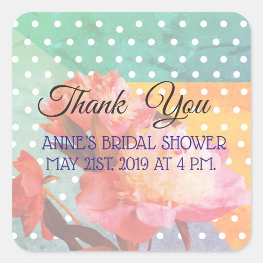 Elegante Floral, Danke, Brautparty Stickers (Vorderseite)