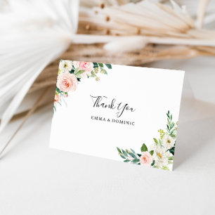 Elegante Floral Dankeskarten mit Grün Dankeskarte