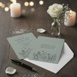 Elegante Floral "Das Leben feiern" Beerdigung Einladung
