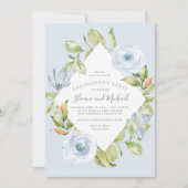 Elegante floral Diamond Dusty Blue Engagement Part Einladung (Vorderseite)