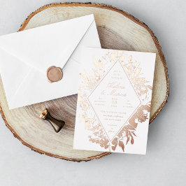 Elegante floral Diamond Wedding Rose Gold Folieneinladung