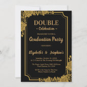Elegante Floral Double Celebration Graduation Part Einladung (Vorderseite)