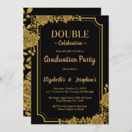 Elegante Floral Double Celebration Graduation Part Einladung